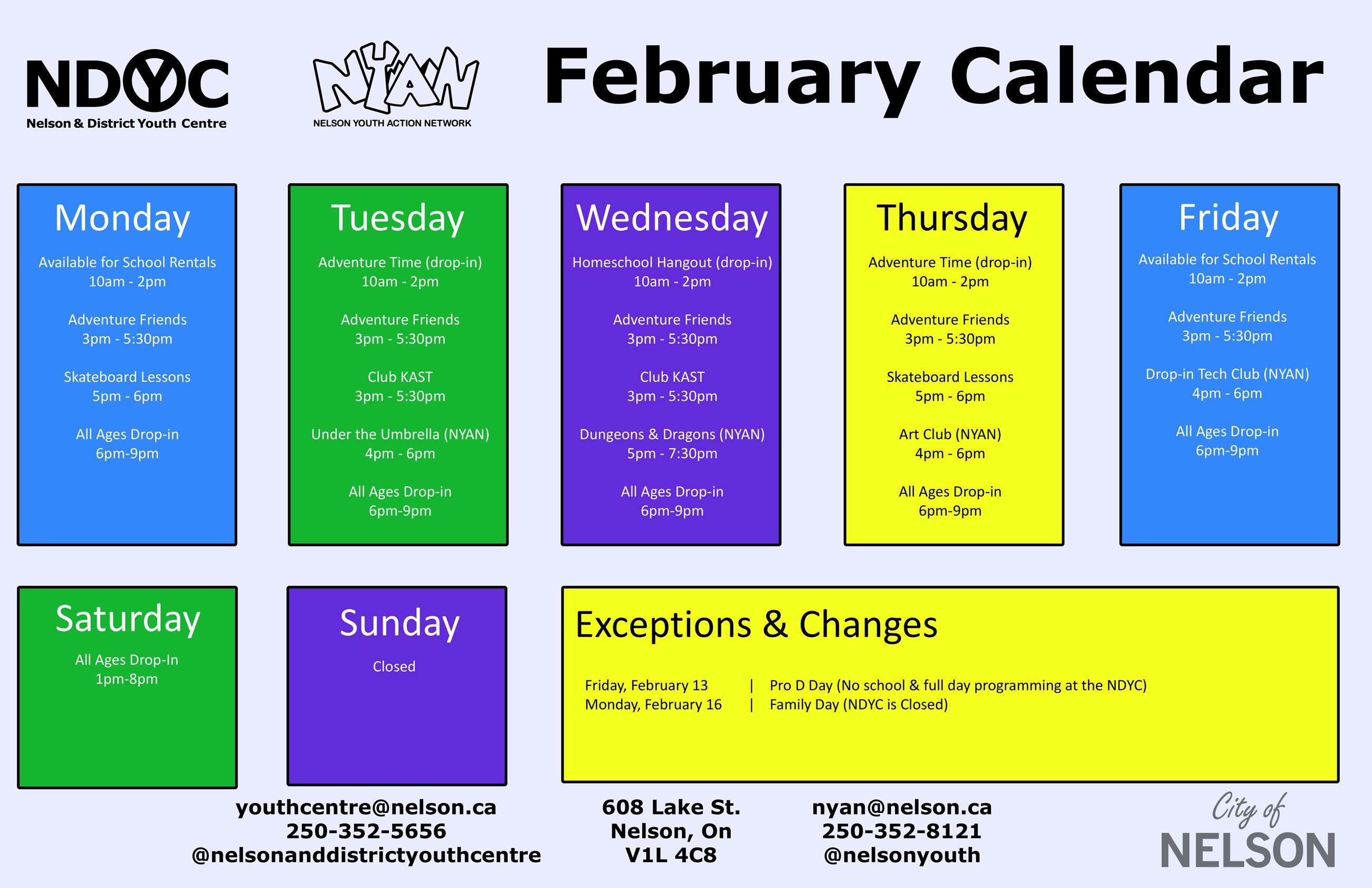 February Weekly Calendar